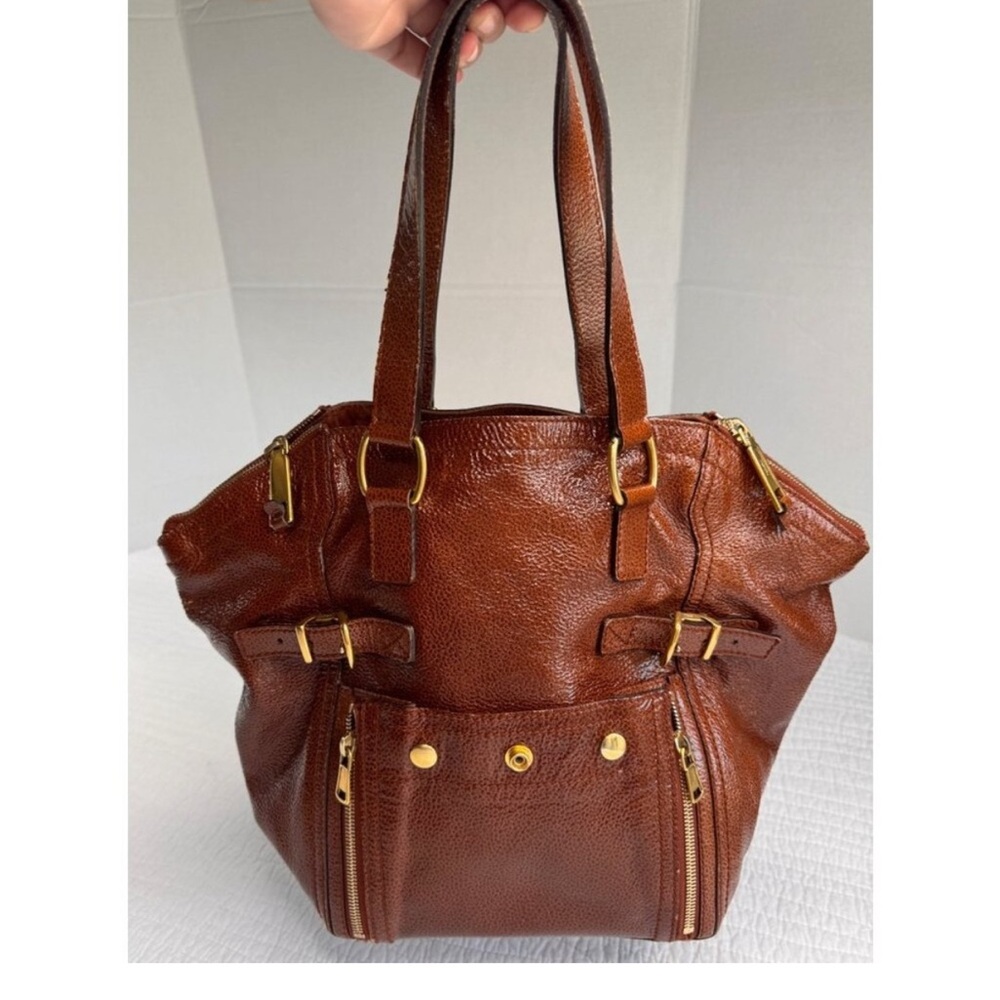 Yves Saint Laurent Downtown bag in brown patent leather